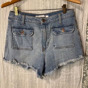 Celebrity Pink Denim High Waisted Shorts with front cargo pockets